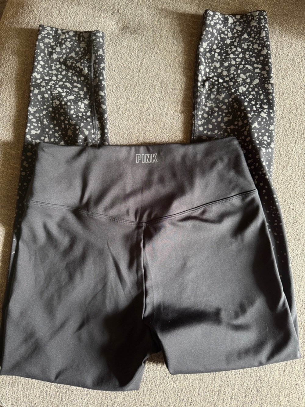 PINK Black Leggings with Speckled Accent